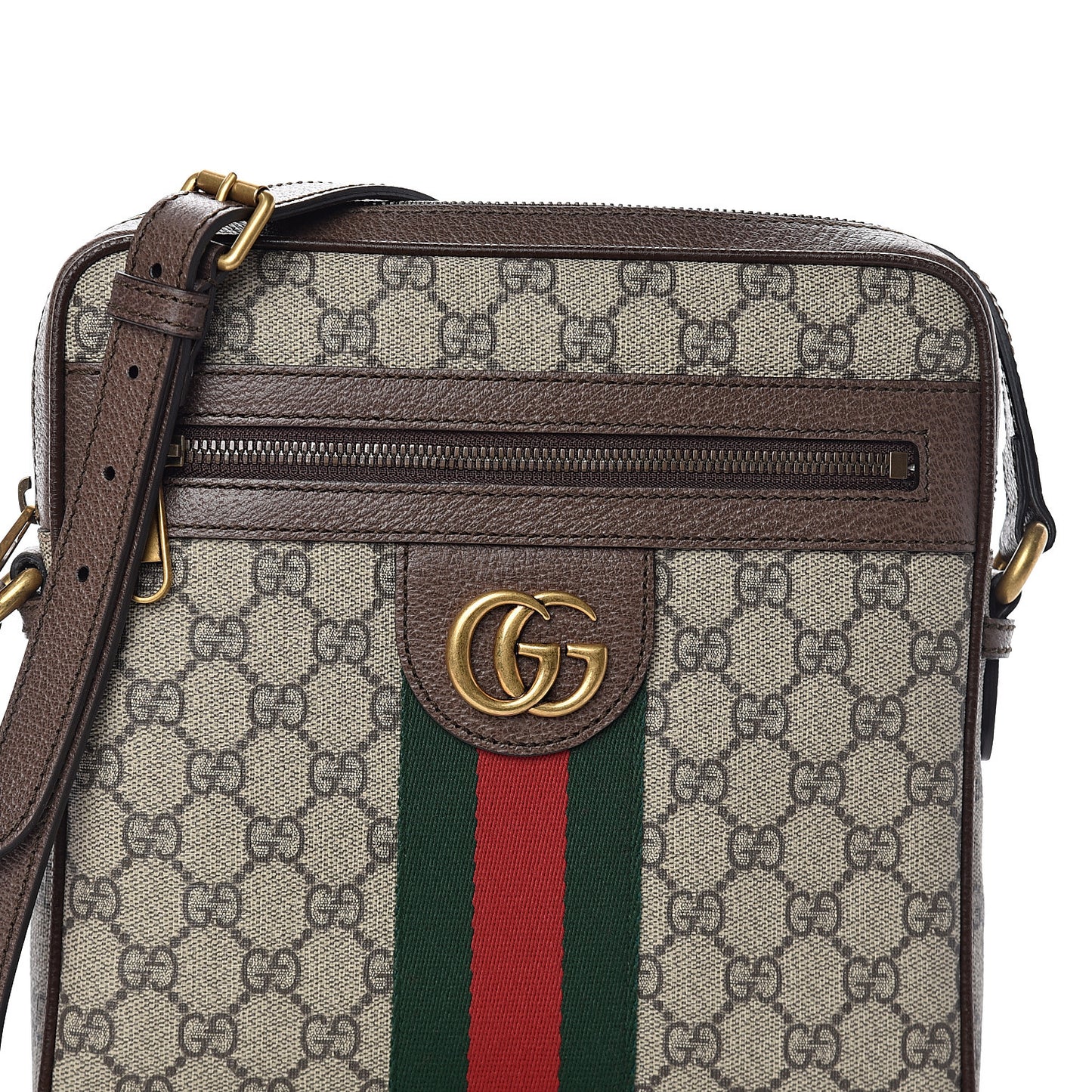 GG Supreme Monogram Web Small Ophidia Messenger Bag Brown