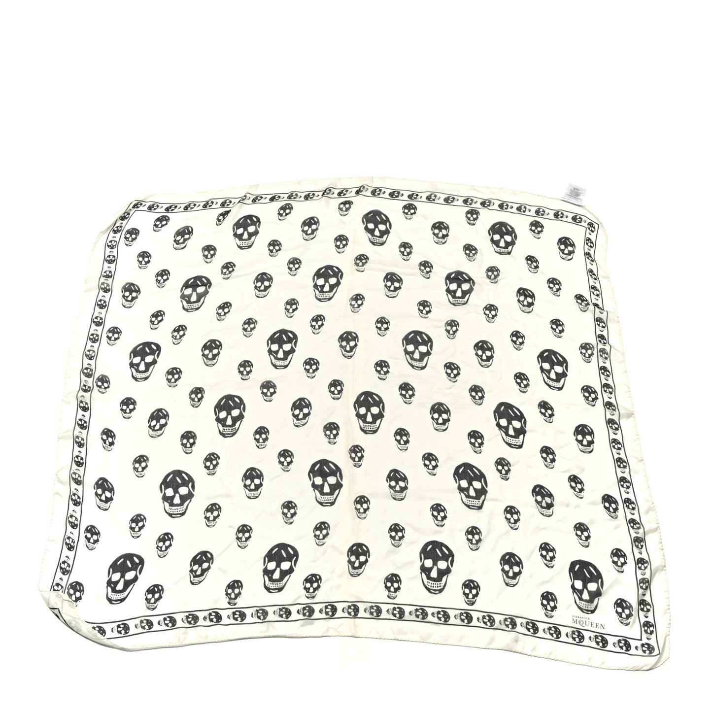 Silk Chiffon Skull Scarf Ivory Black