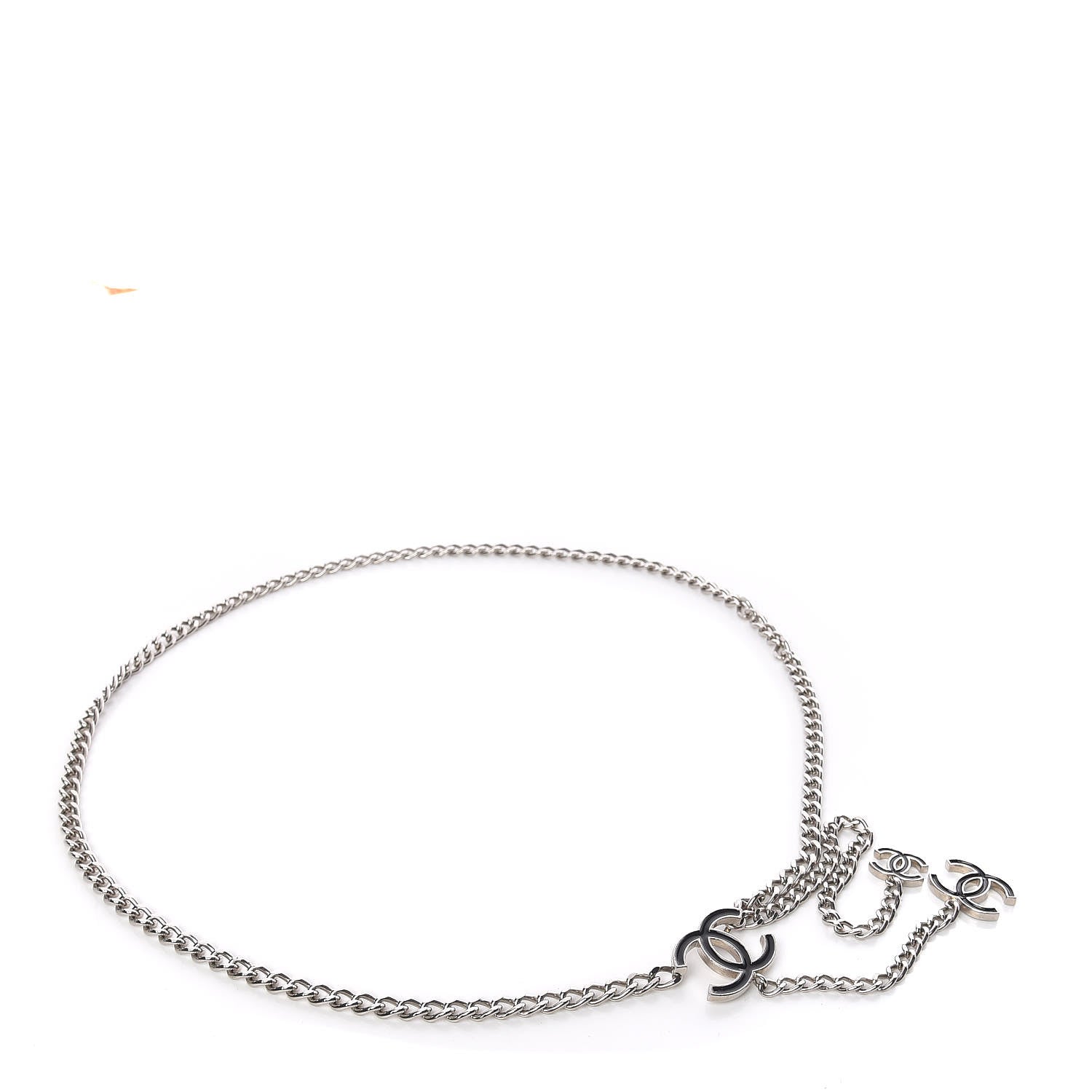 Chanel Enamel CC Chain Logo Belt Silver Black 1 of 4
