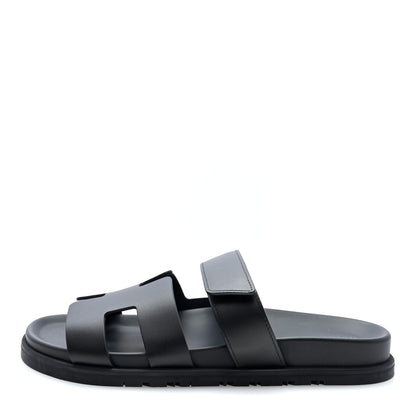 Hermes Calfskin Womens Chypre Sandals 39 Black 1 of 10