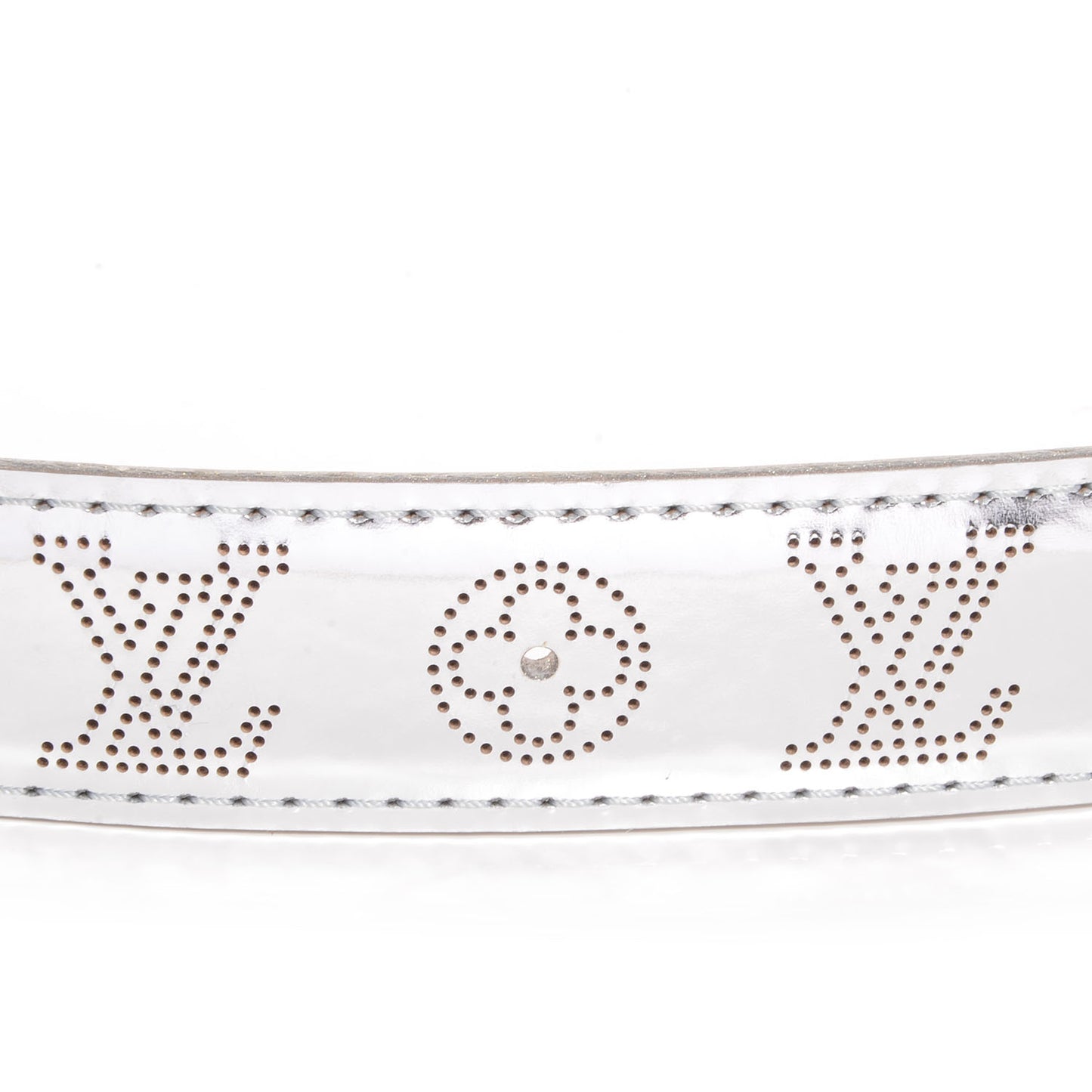 Metallic Leather Perforation Belt 90 36 Silver