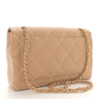 Chanel Calfskin Quilted Medium Wild Stitch Flap Beige 2 of 14