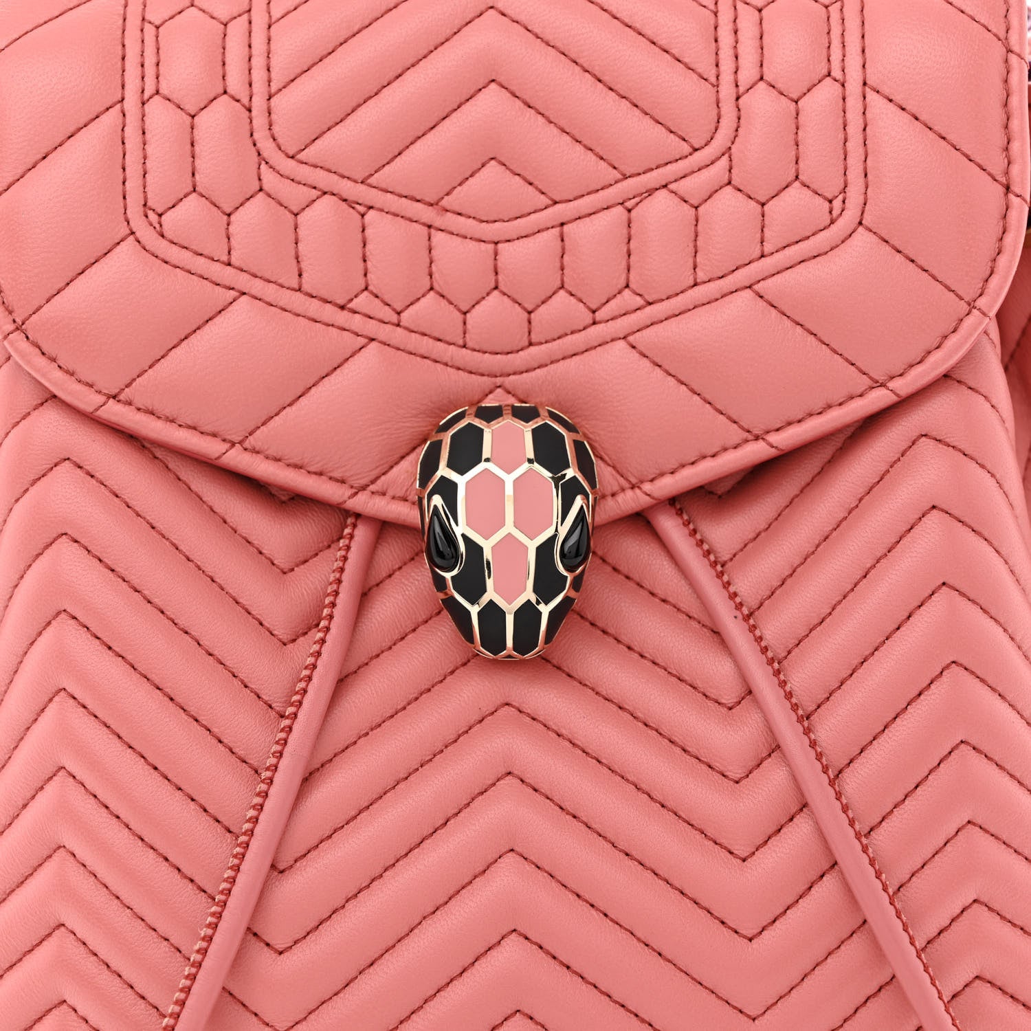 Bulgari Calfskin Quilted Serpenti Forever Backpack Pink 9 of 11