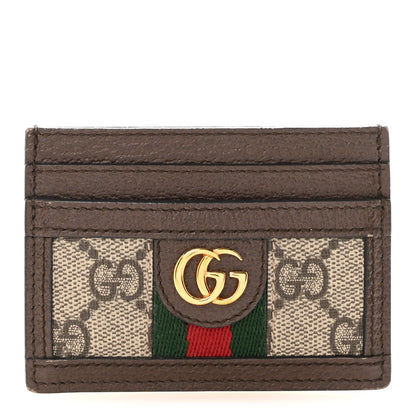 Gucci GG Supreme Monogram Textured Dollar Calfskin Ophidia Card Holder Beige Ebony New Acero 1 of 6