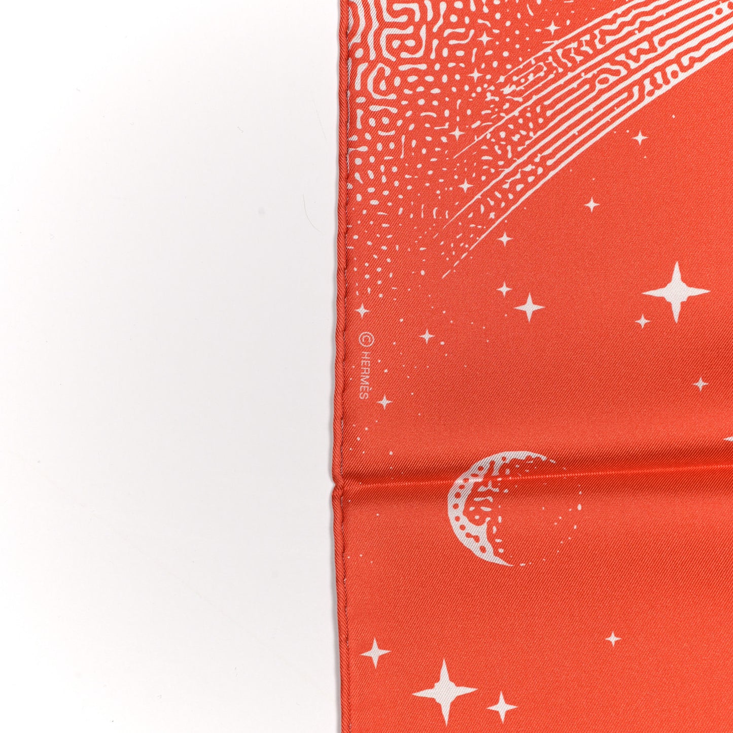 Silk Double Face Clair De Lune Scarf 90 Orange Gris White