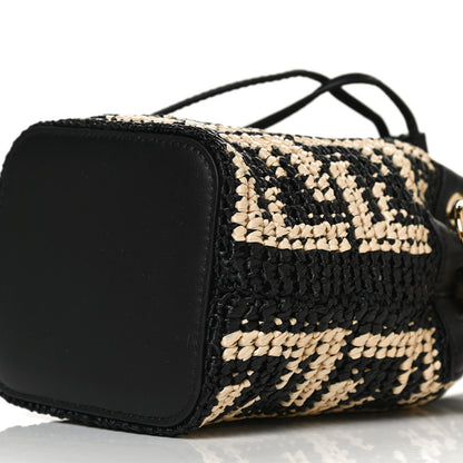 Fendi Raffia Vitello Seta F is Fendi FF Woven Mini Mon Tresor Bucket Bag Black Natural 6 of 12