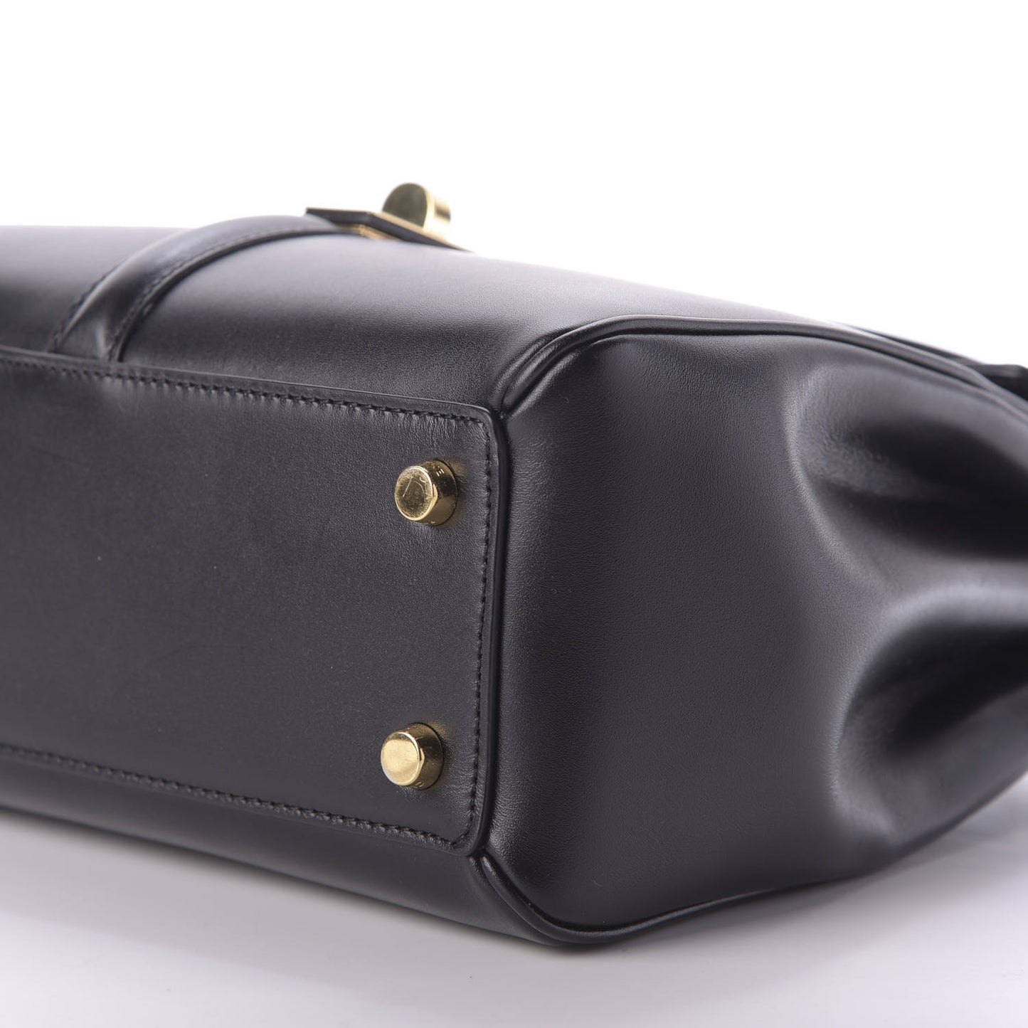 Satinated Calfskin Small 16 Top Handle Bag Black