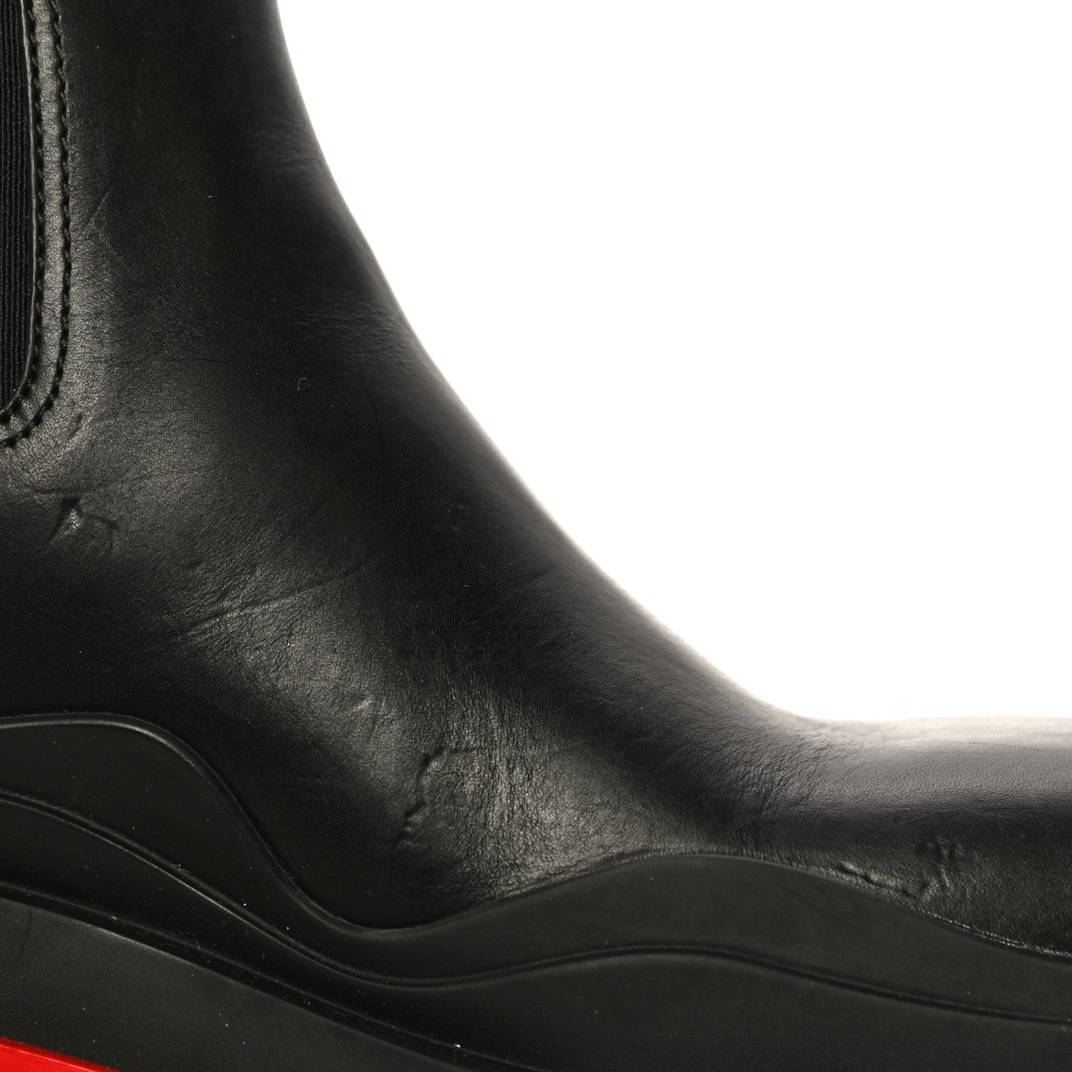 Bottega Veneta Calfskin The Tire Chelsea Boots 36.5 Black Bright Red 23 of 26
