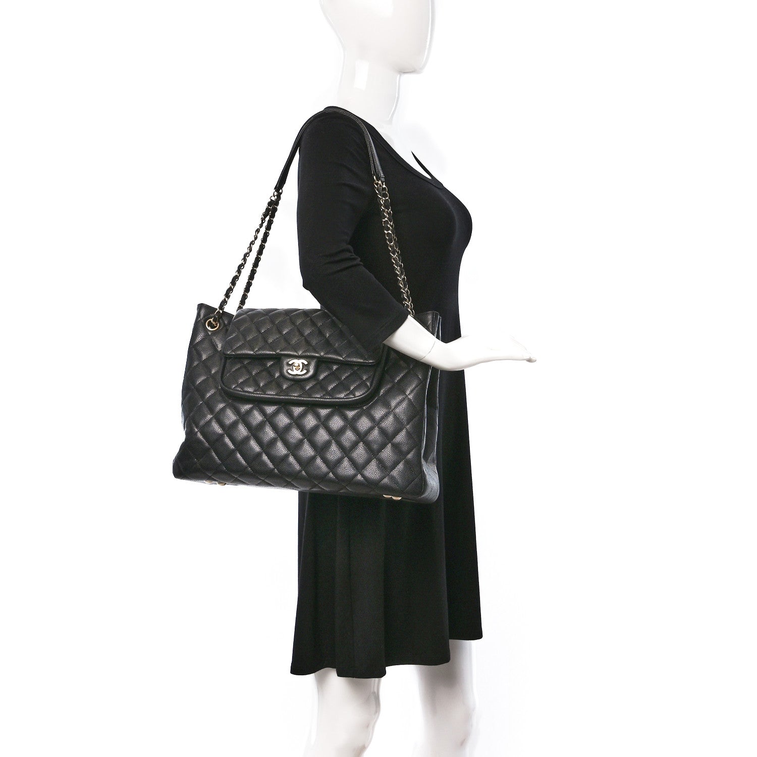 Chanel Caviar Quilted Flap Tote Black 2 of 9