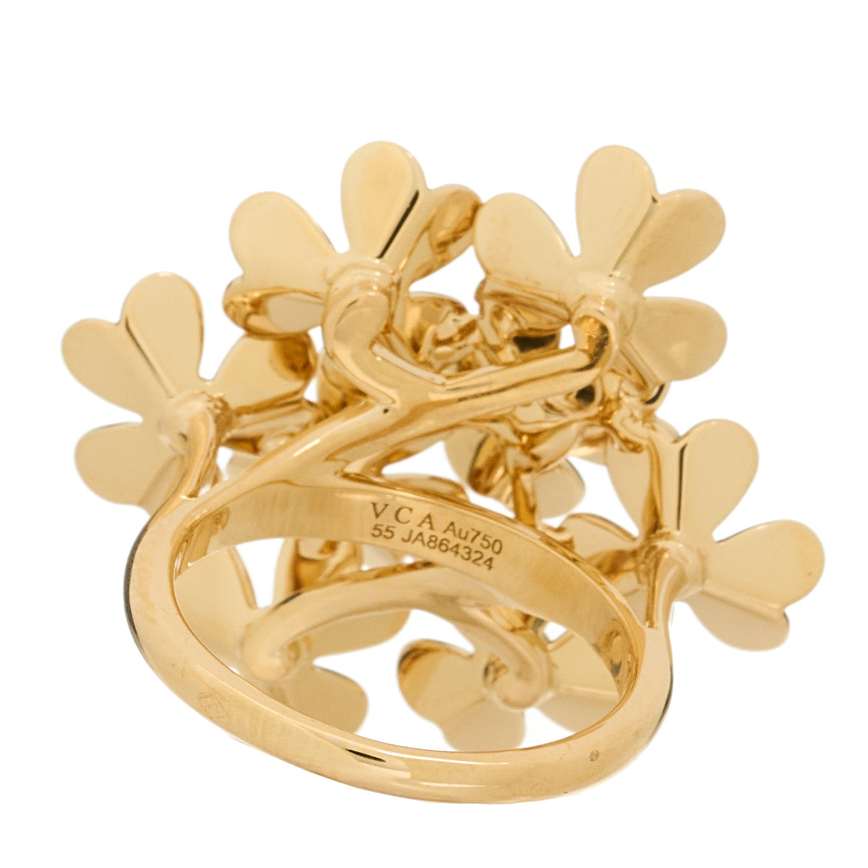 Van Cleef & Arpels 18K Yellow Gold Diamond Frivole 8 Flowers Ring 55 7.25 4 of 6