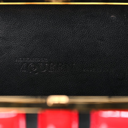 Alexander McQueen Patent Calfskin Britannia Skull Box Clutch Red Black 6 of 18