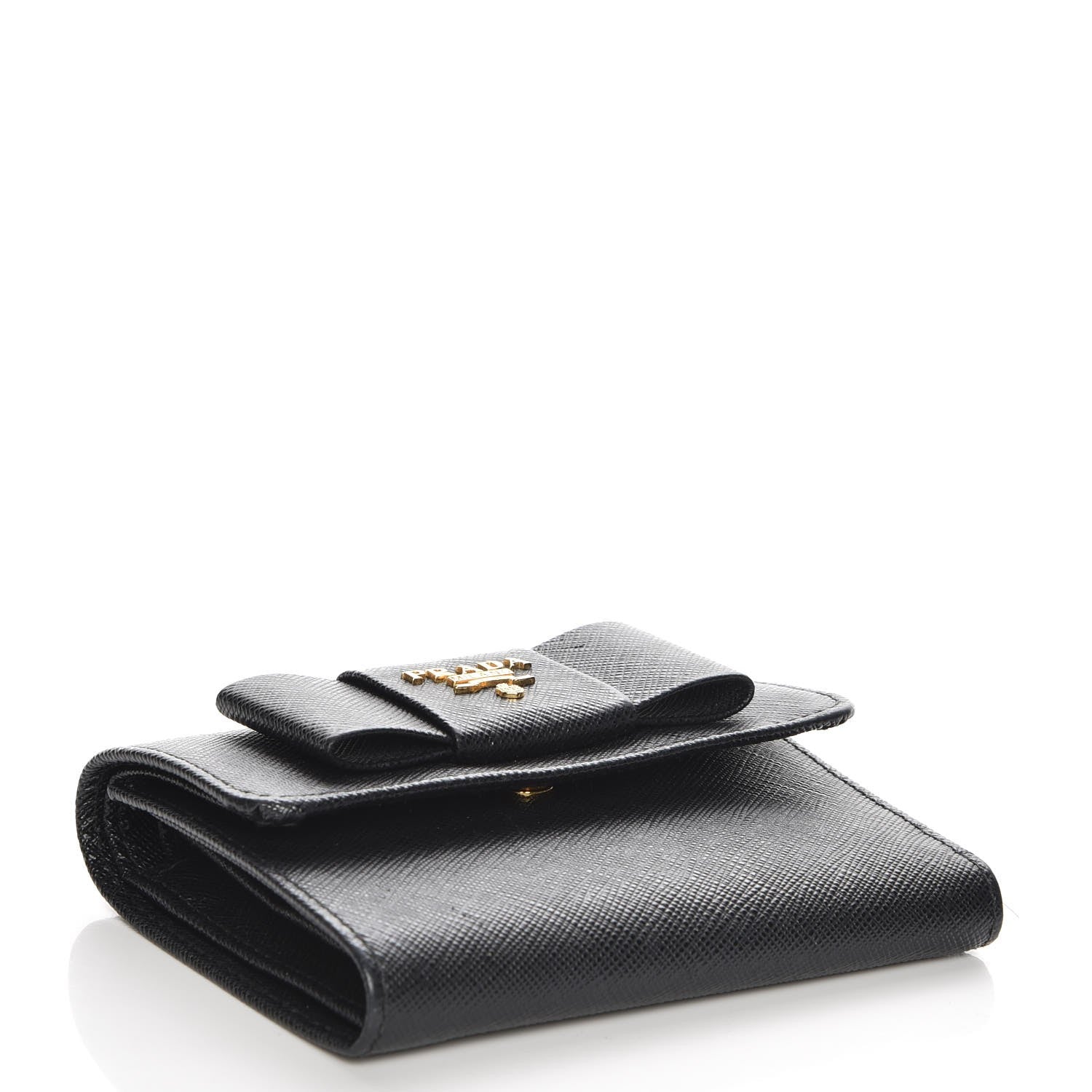 Prada Saffiano Small Fiocco Bow Wallet Nero Black 4 of 8