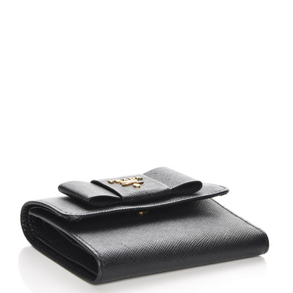 Prada Saffiano Small Fiocco Bow Wallet Nero Black 4 of 8