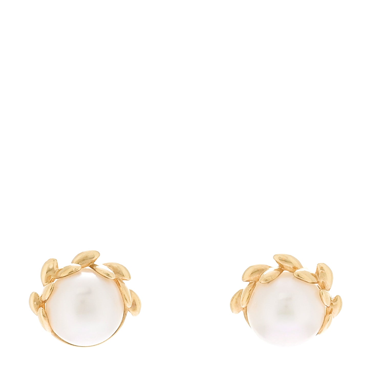 18K Yellow Gold Freshwater Cultured Pearl Paloma Picasso Olive Leaf Earrings
