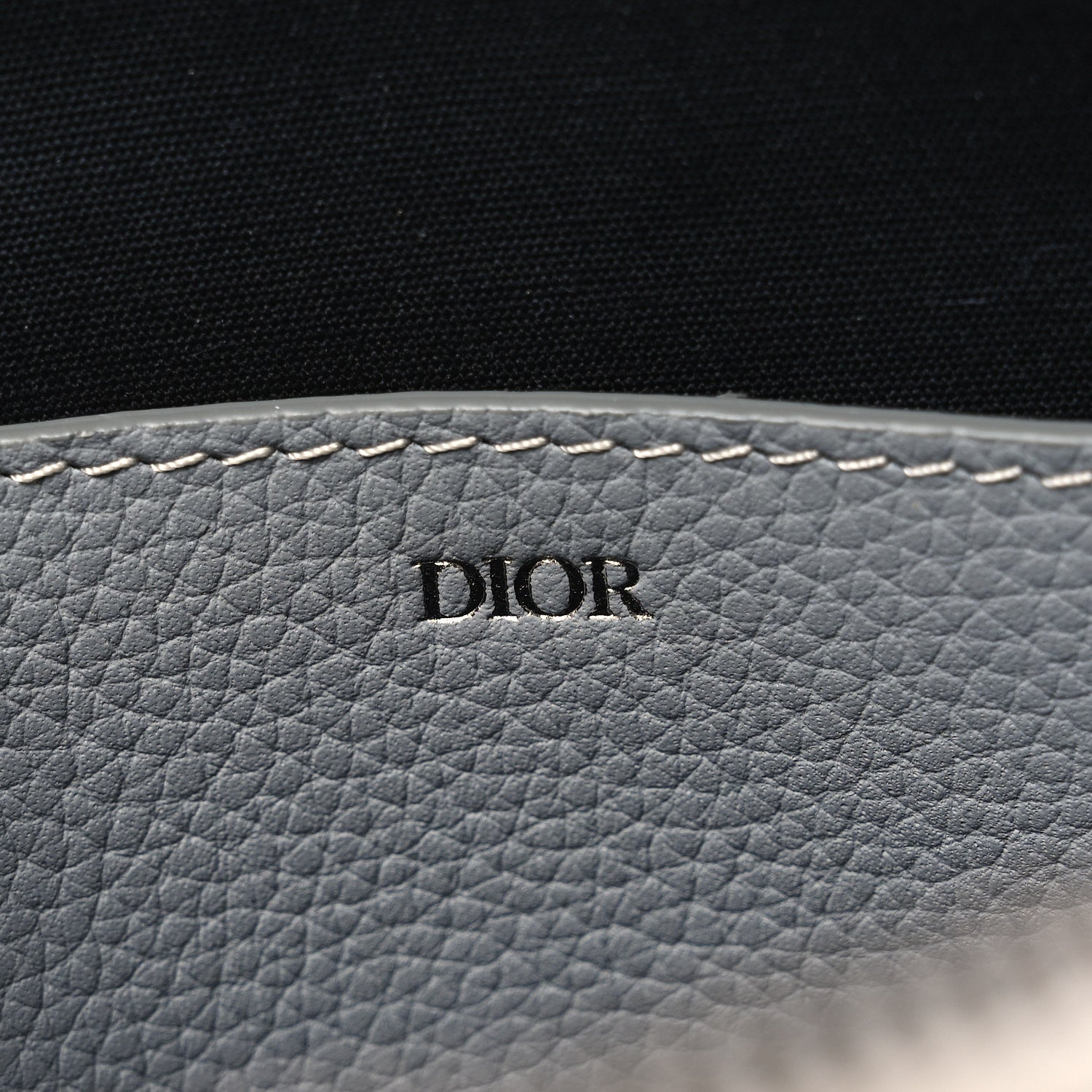 Christian Dior Grained Calfskin 1947 Signature A5 Pouch Grey White 6 of 8