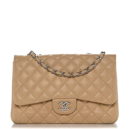 Chanel Lambskin Quilted Jumbo Single Flap Beige Clair 1 of 10