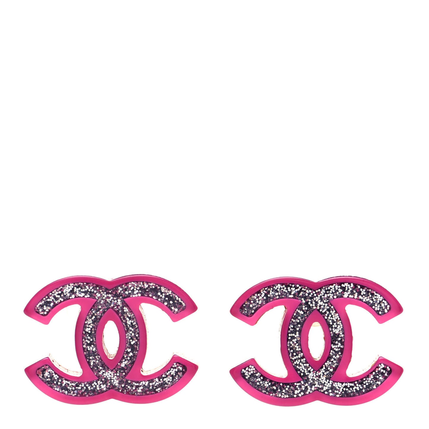 Glitter Resin CC Earrings Silver Pink