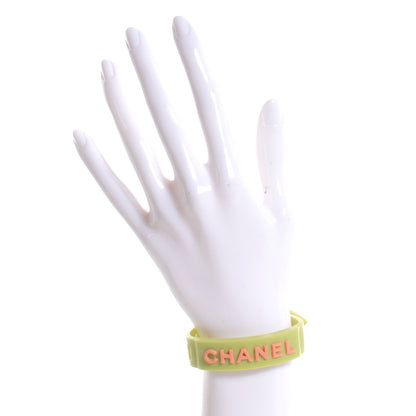 Chanel CC Rubber Bracelet Lime Coral 2 of 4