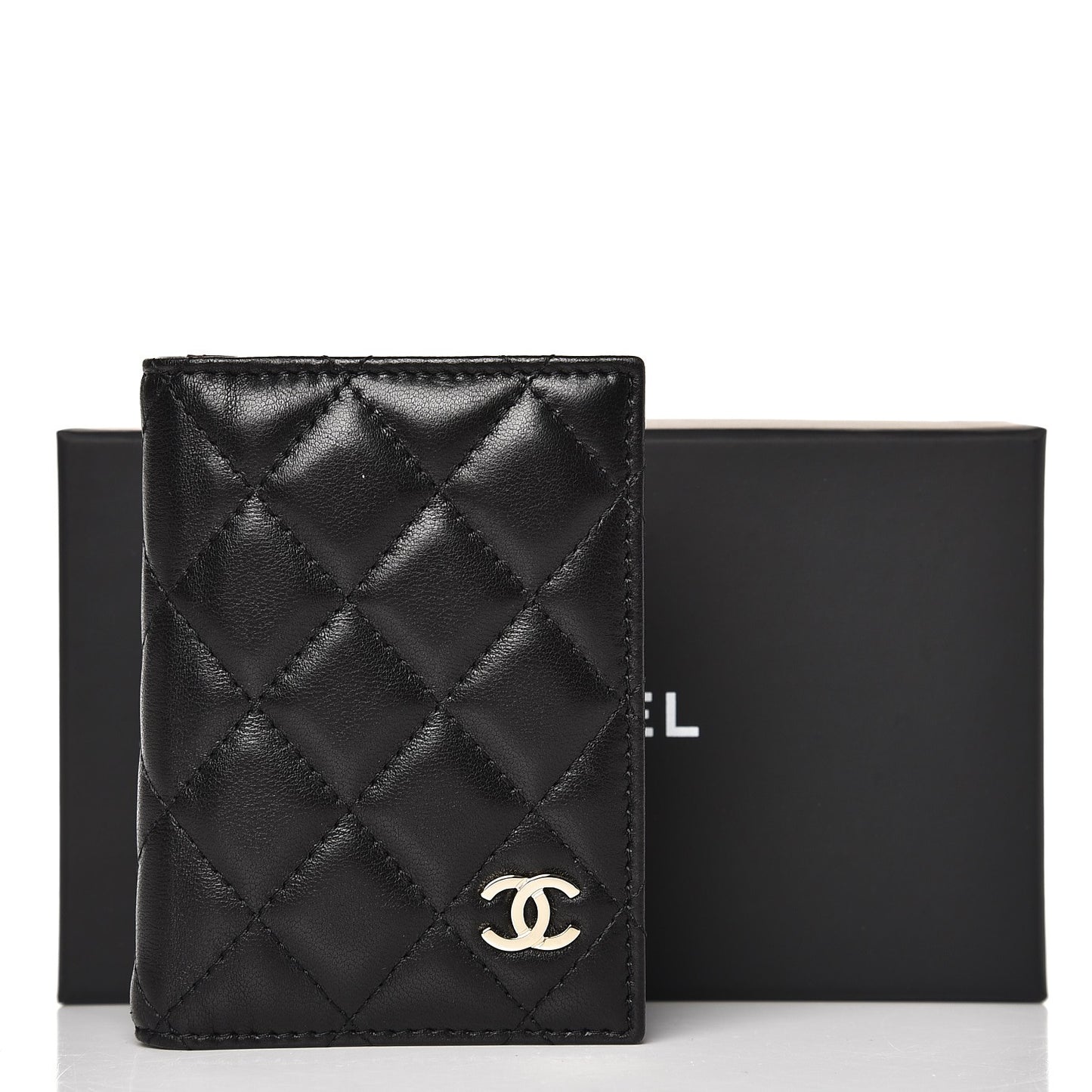 Lambskin Quilted Card Holder Wallet Black