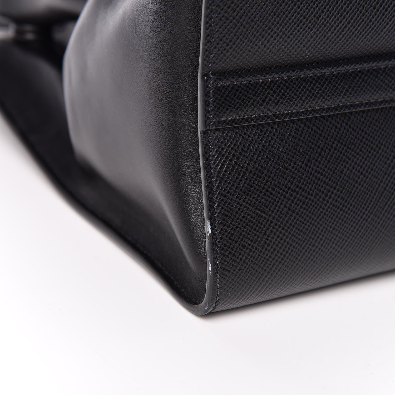 Prada Saffiano Cuir Calfskin Large Monochrome Top Handle Tote Black 10 of 10