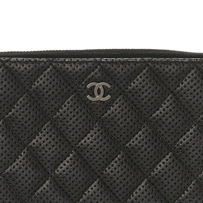 Chanel Perforated Lambskin Quilted Zip Around Wallet Black 8 of 9