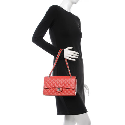 Chanel Lambskin Perforated Medium Double Flap Red 2 of 9