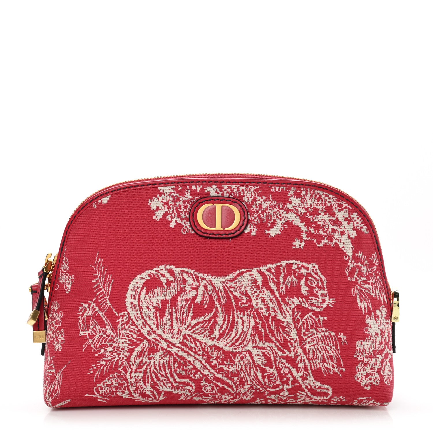 Christian Dior Embroidered Toile De Jouy 30 Montaigne Cosmetic Pouch Red 1 of 7