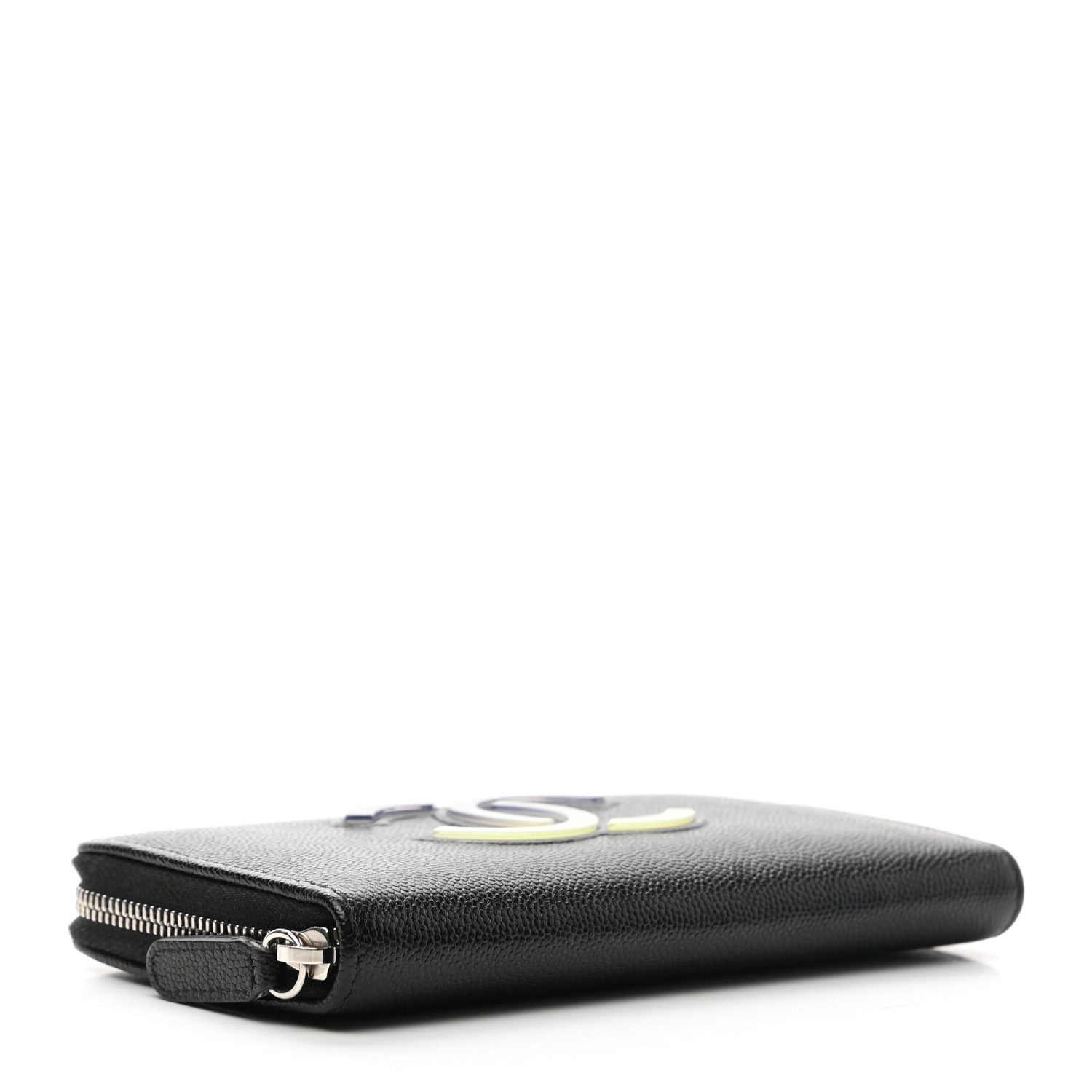 Chanel Caviar CC Small Zip Around Wallet Black Blue Green 4 of 8