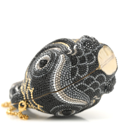 Judith Leiber Crystal Koi Fish Minaudiere Clutch Black Gold 8 of 10