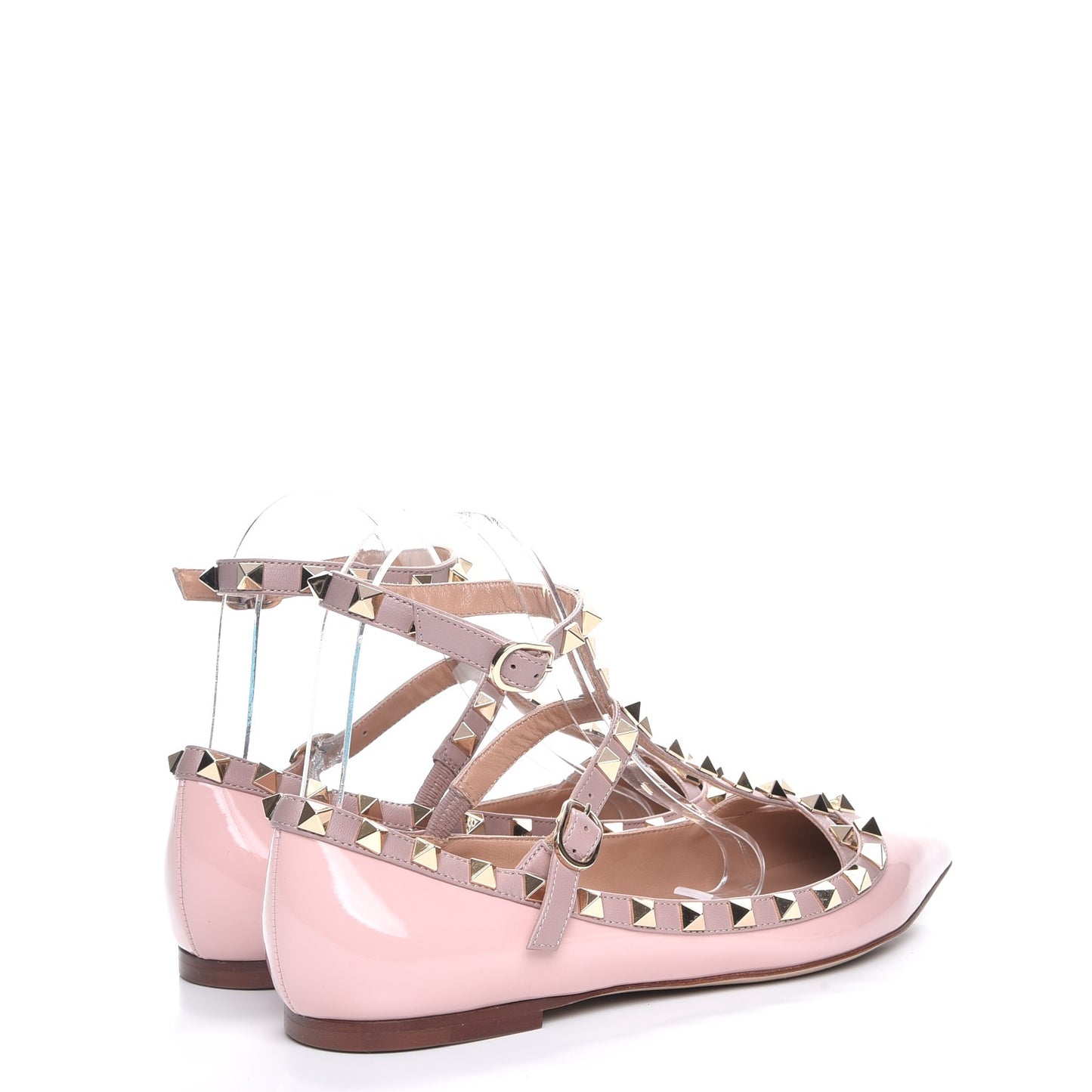 Patent Rockstud Cage Ballerina Flats 37 Water Rose Poudre
