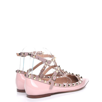 Valentino Garavani Patent Rockstud Cage Ballerina Flats 37 Water Rose Poudre 4 of 8
