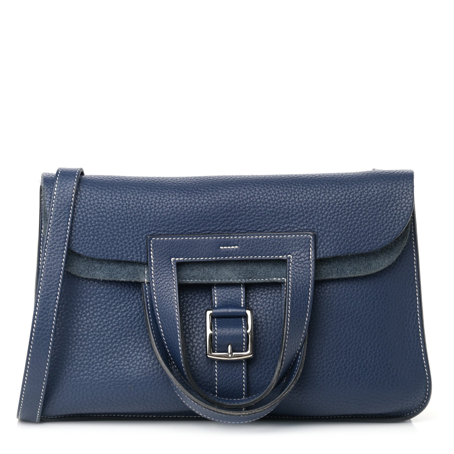 Hermes Taurillon Clemence Halzan 31 GM Bleu Saphir 1 of 16