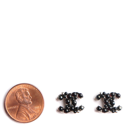 Chanel Resin Bead CC Earrings Silver Black 2 of 5