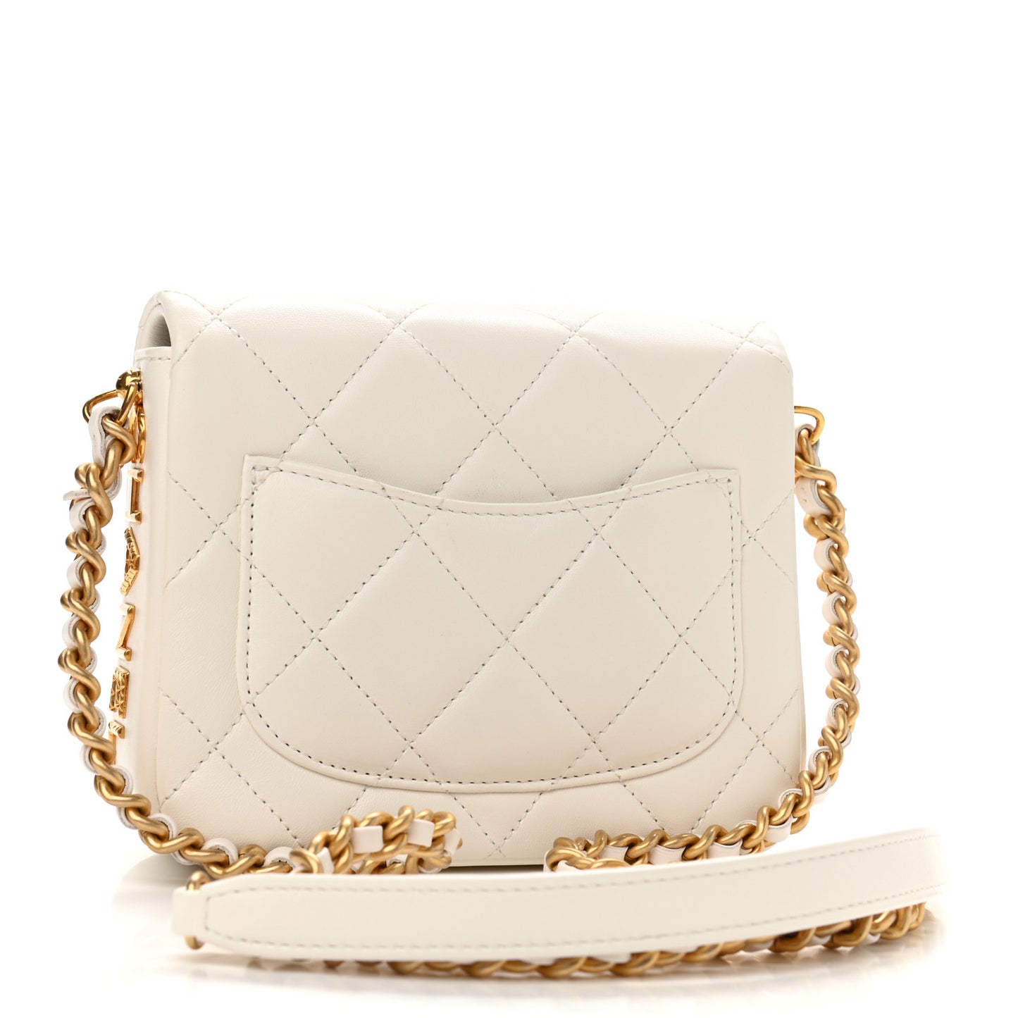 Lambskin Quilted Mini Side Note Flap White