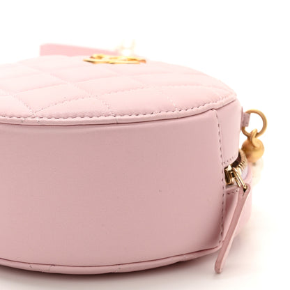 Chanel Calfskin Quilted Pearl Round Clutch With Chain Light Pink 10 of 11