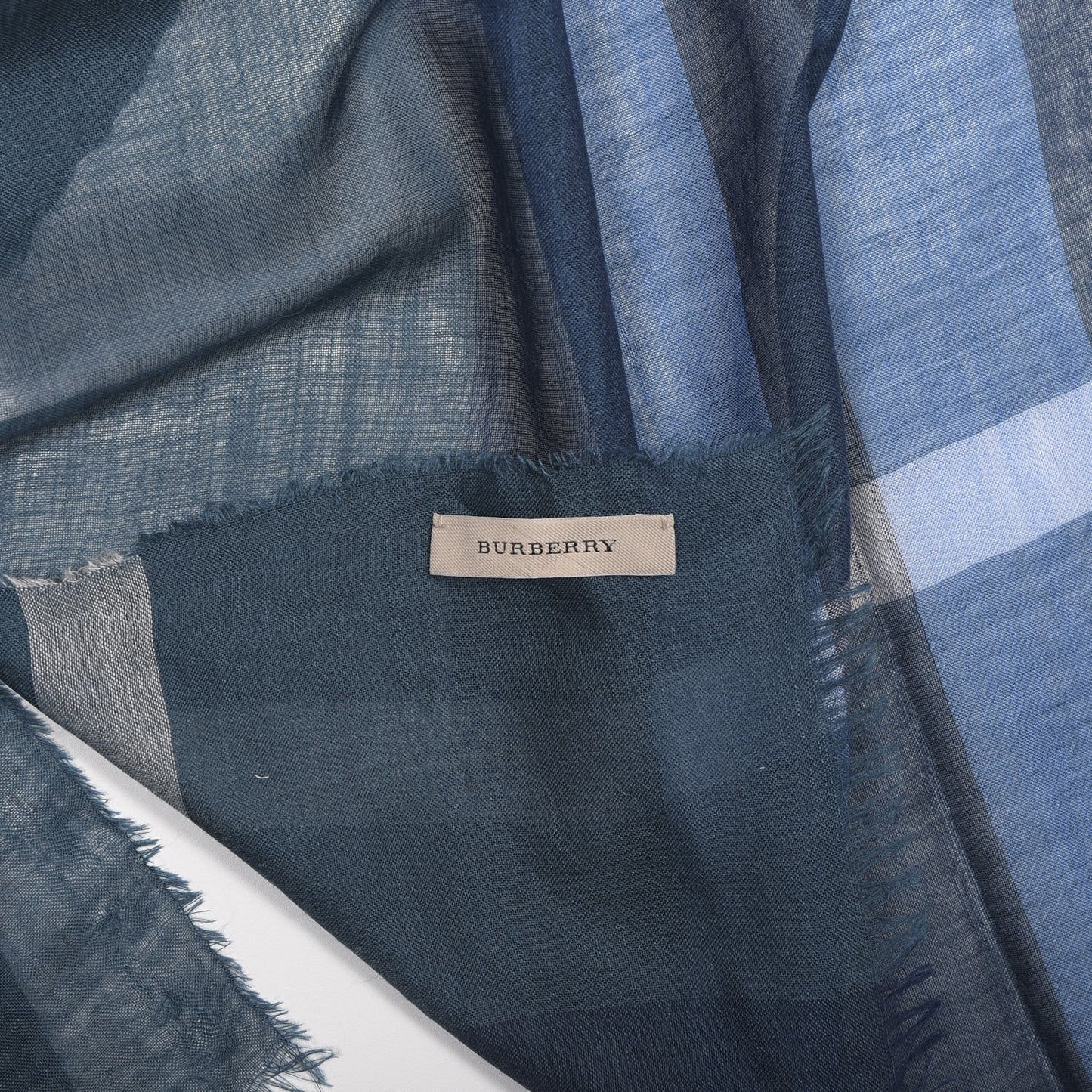 Linen Half Mega Check Scarf Dark Blue