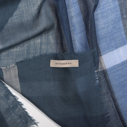 Burberry Linen Half Mega Check Scarf Dark Blue 3 of 3