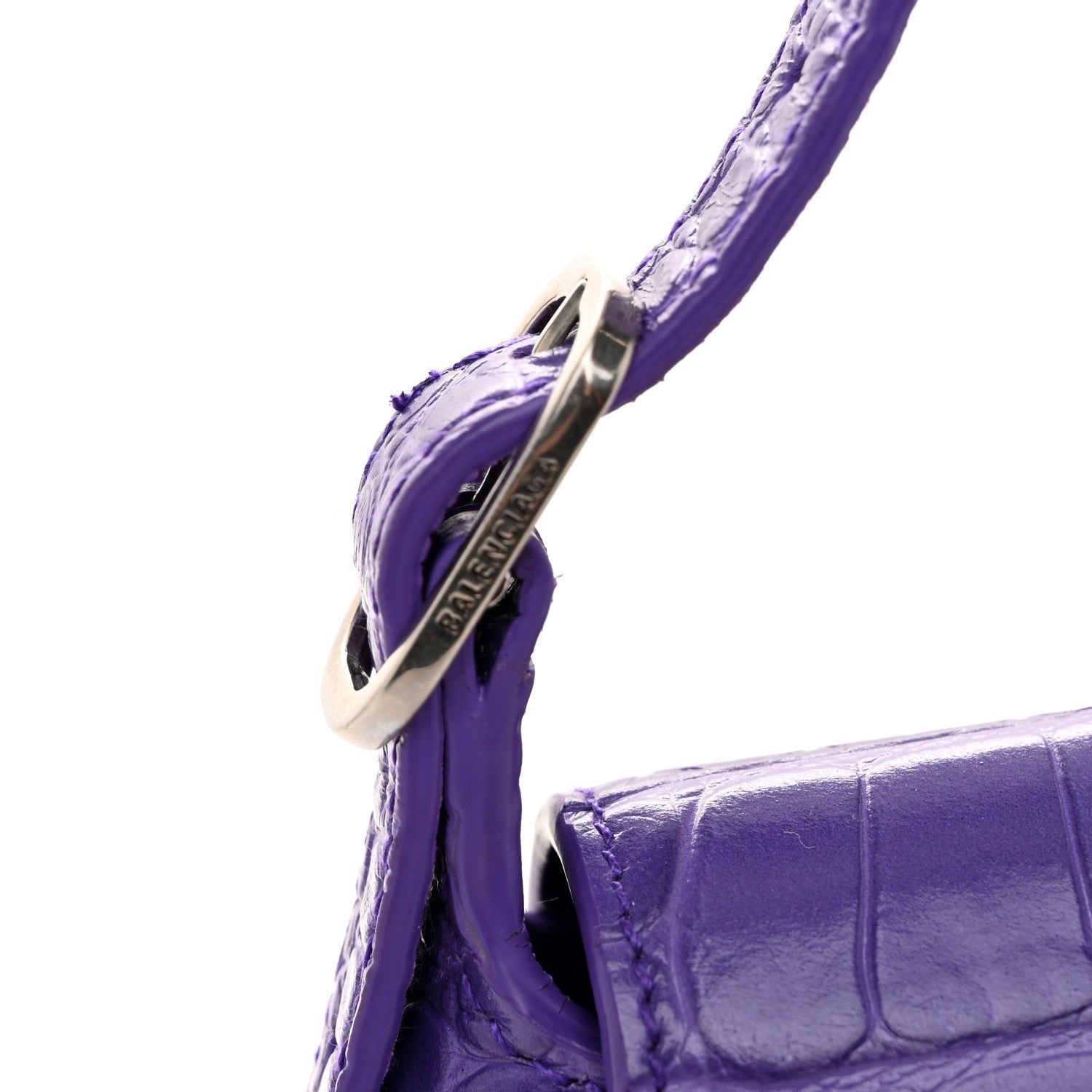 Balenciaga Shiny Super Supple Calfskin Crocodile Embossed Small XX Flap Stretch Bag Purple 10 of 13