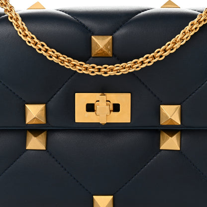 Valentino Garavani Nappa Large Roman Stud Shoulder Bag Marine 7 of 9