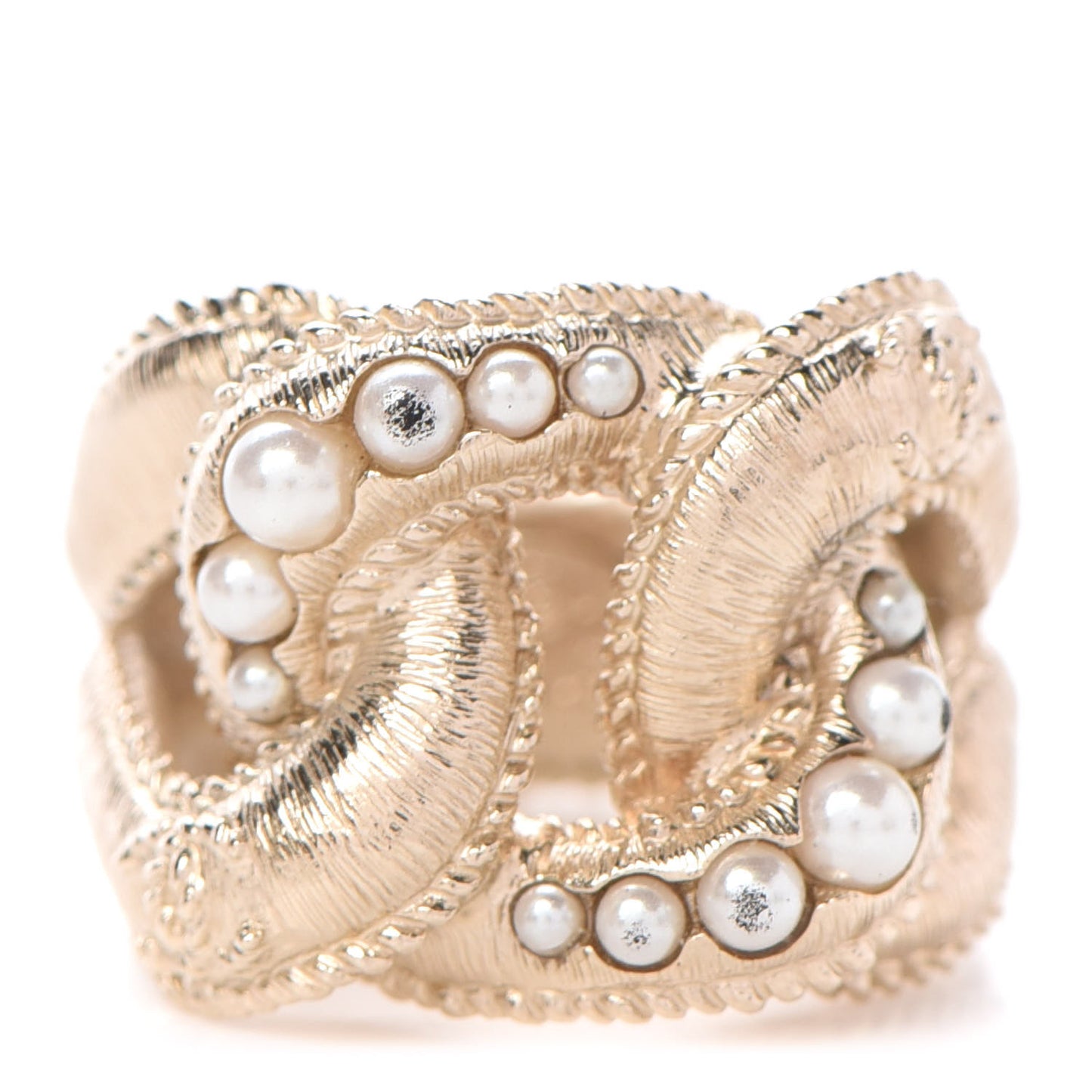 Pearl Crystal CC Ring 52 6 Gold Pearly White