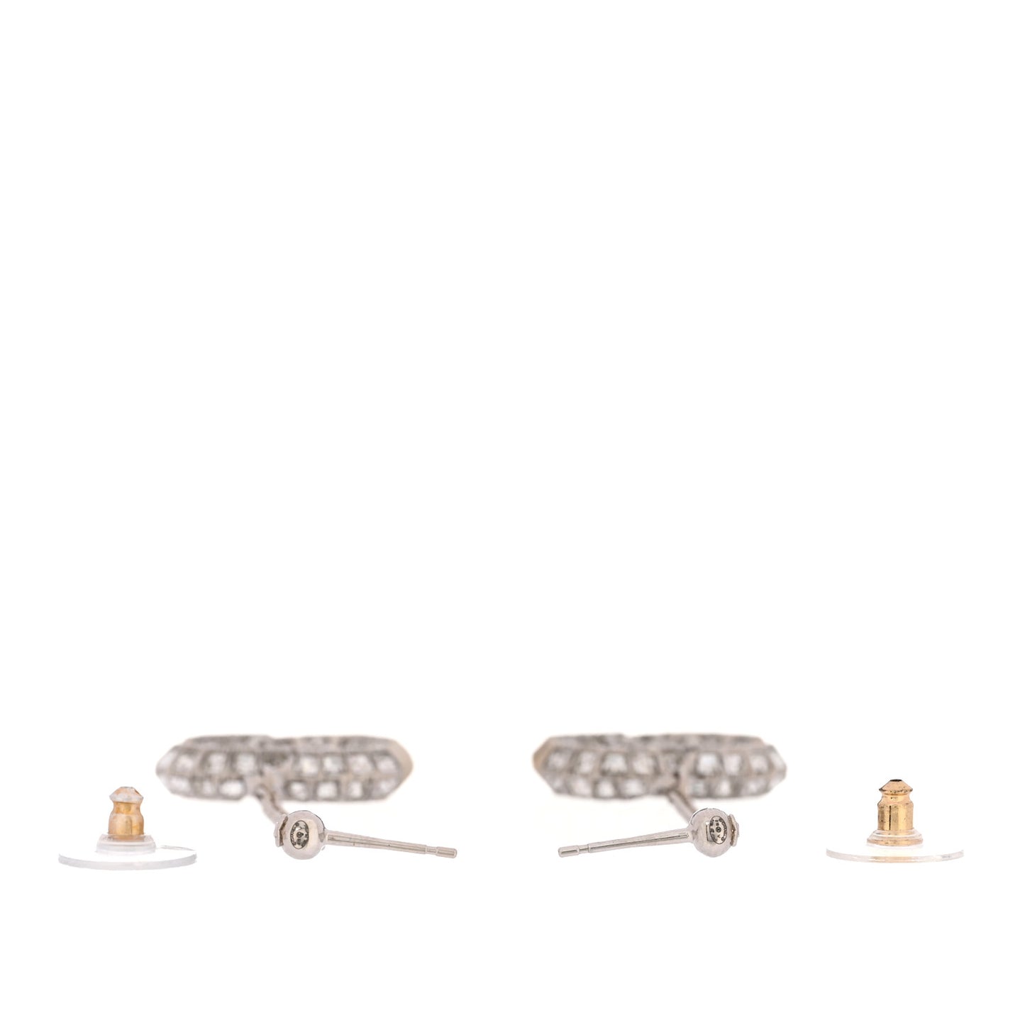 Baguette Crystal CC Drop Earrings Silver