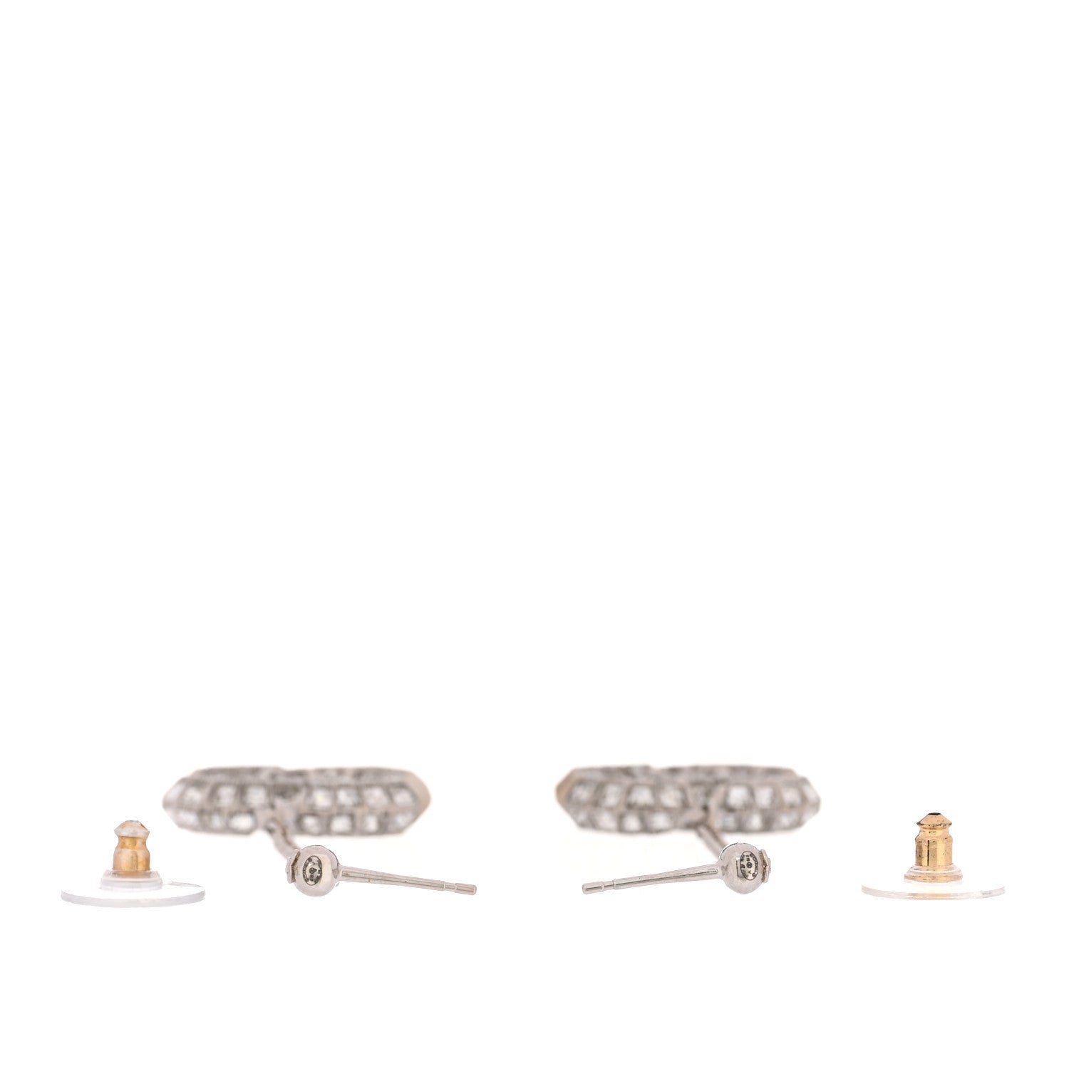 Chanel Baguette Crystal CC Drop Earrings Silver 3 of 5