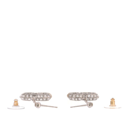 Chanel Baguette Crystal CC Drop Earrings Silver 3 of 5