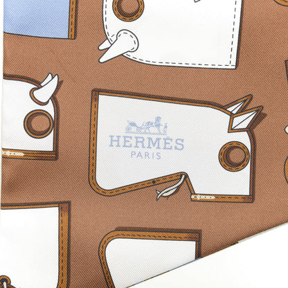 Hermes Silk Camails Maxi Twilly Cut Tabac Bleu White 2 of 3