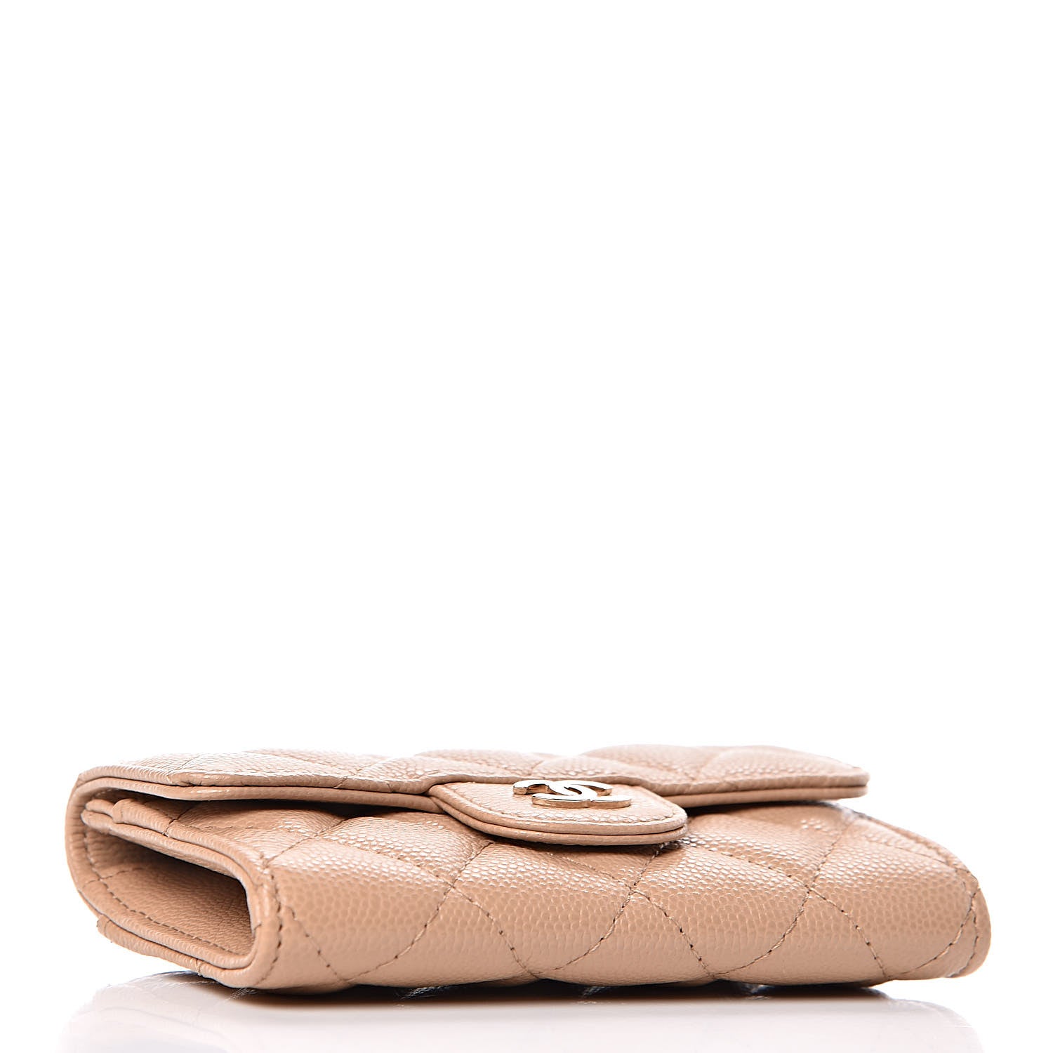 Chanel Caviar Quilted Flap Card Holder Wallet Beige 4 of 9