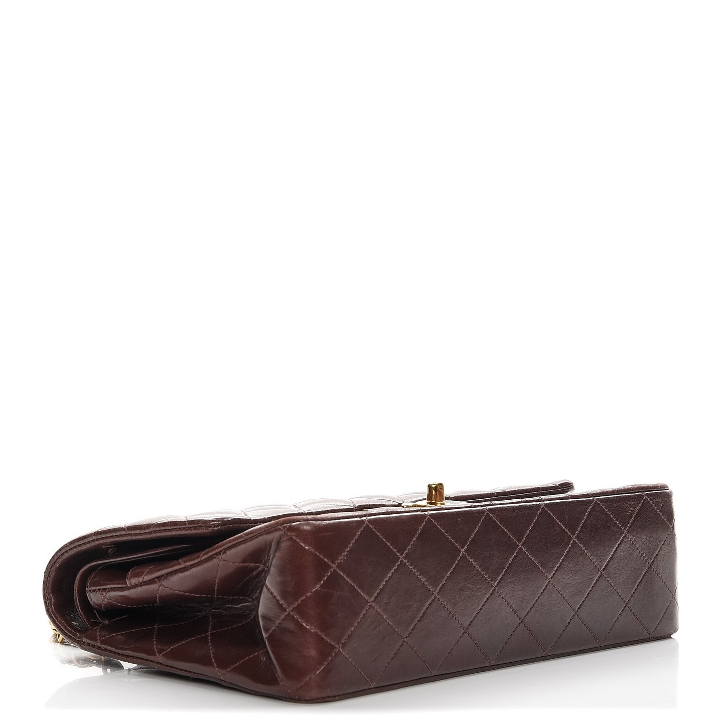 Lambskin Quilted Medium Double Flap Brown