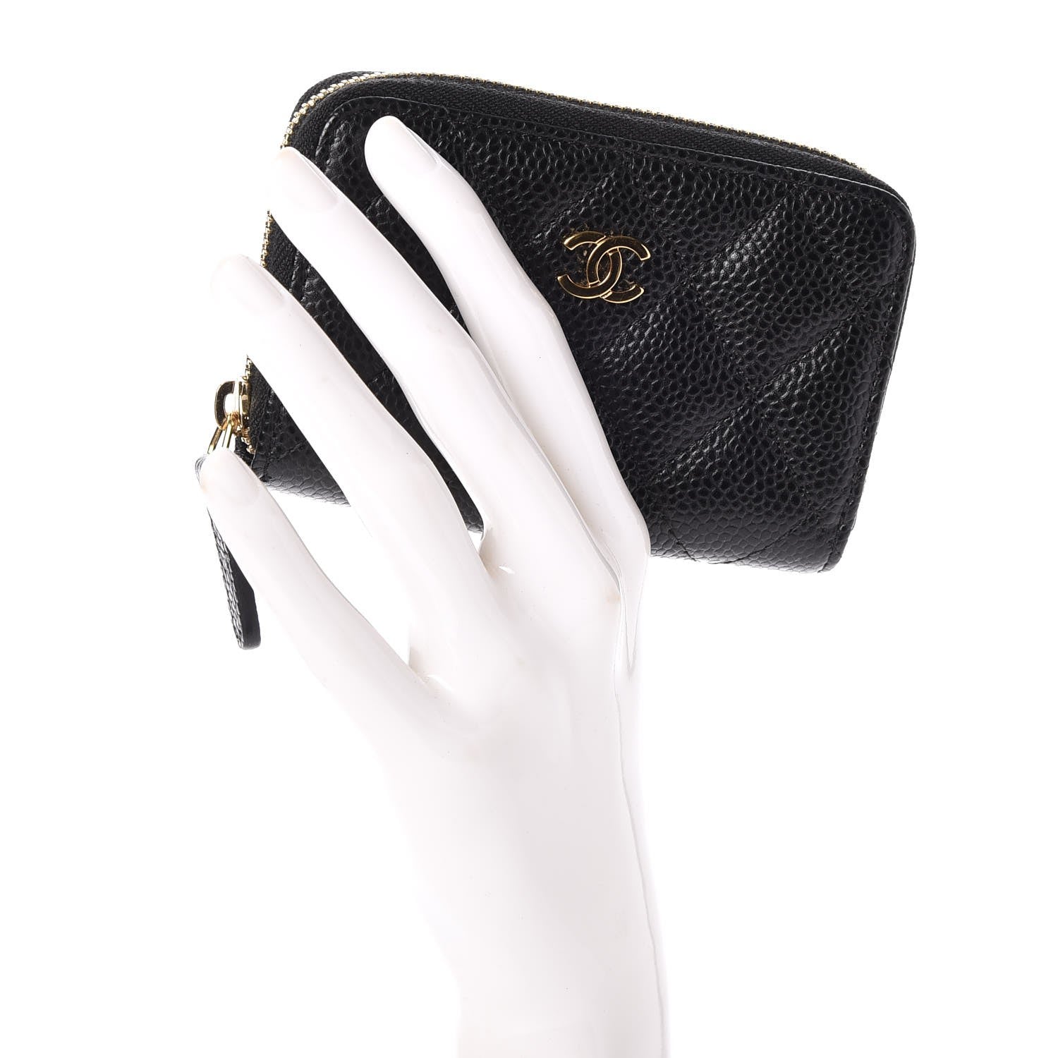 Chanel Caviar Quilted Zip Coin Purse Black 2 of 8