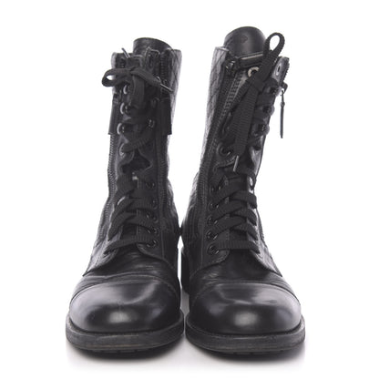 Chanel Calfskin Quilted Cap Toe Combat Boots 40 Black 2 of 8