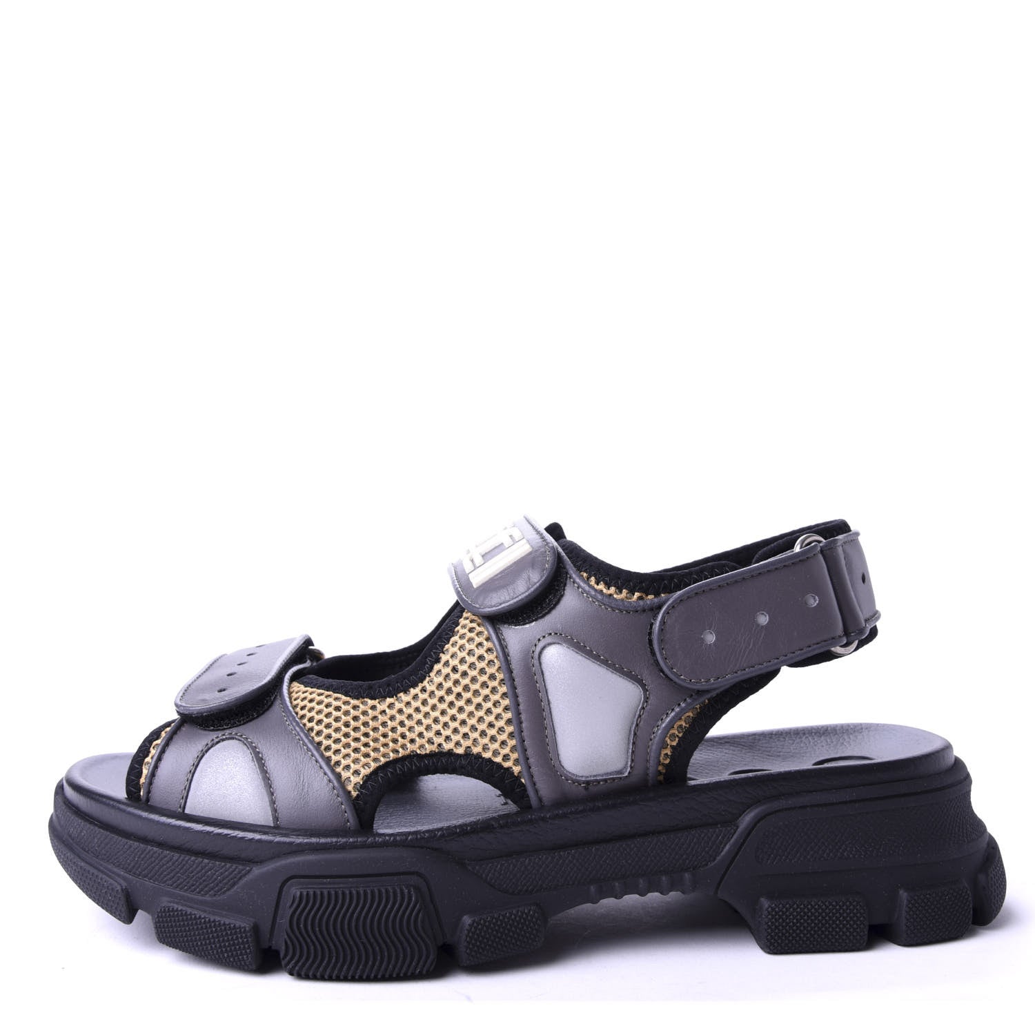 Gucci X SEGA Nappa Mesh Mens Aguru Sandals 8 Loess Black 1 of 9