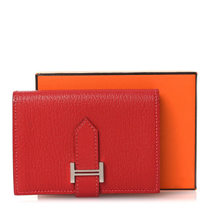 Hermes Chevre Mysore Bearn Card Holder Wallet Rouge Casaque 9 of 9